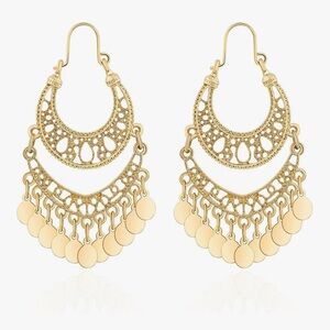 NEW 18K Gold Plated Filigree Chandelier Earrings